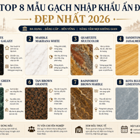 Top 8 Mẫu Gạch Nhập Khẩu Ấn Độ Đẹp Nhất 2026 