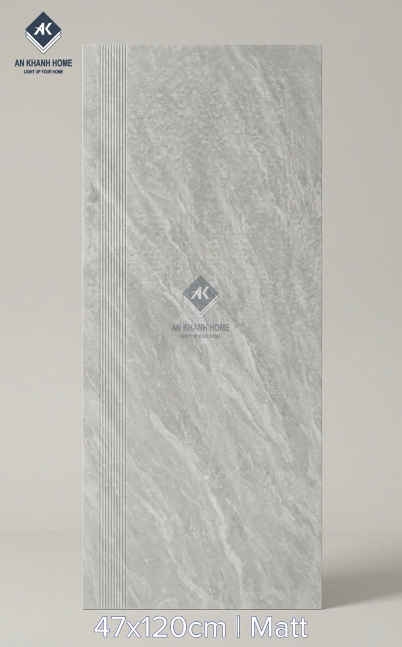 Gạch ốp lát cầu thang 47x120cm vân gỗ xám mờ