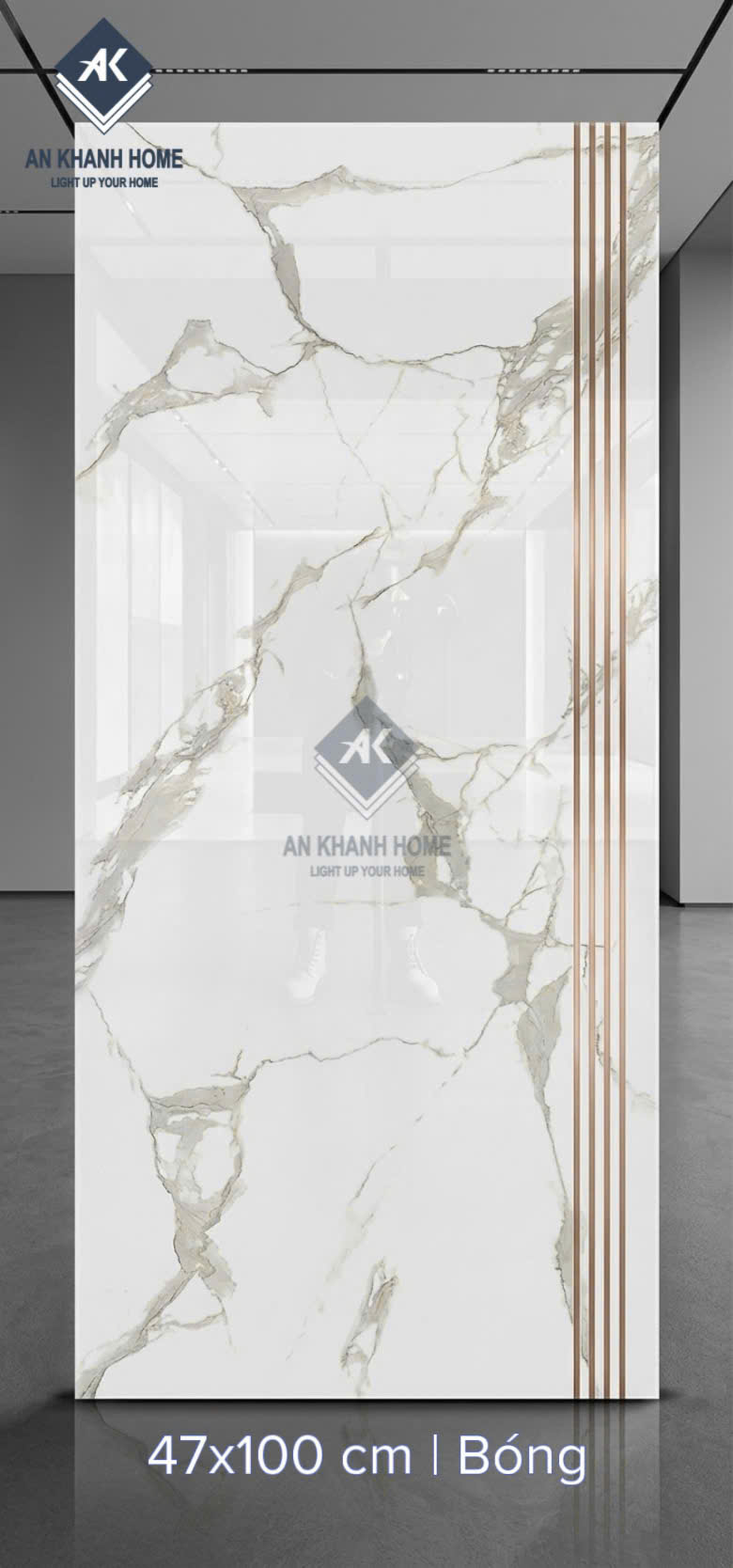 Gạch bậc cầu thang 47x100cm trung quốc bề mặt trắng vân đá xám