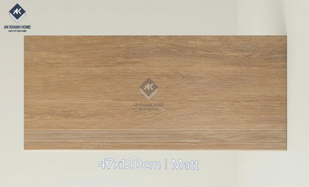 Gạch giả vân gỗ ốp lát bậc cầu thang 47x120cm