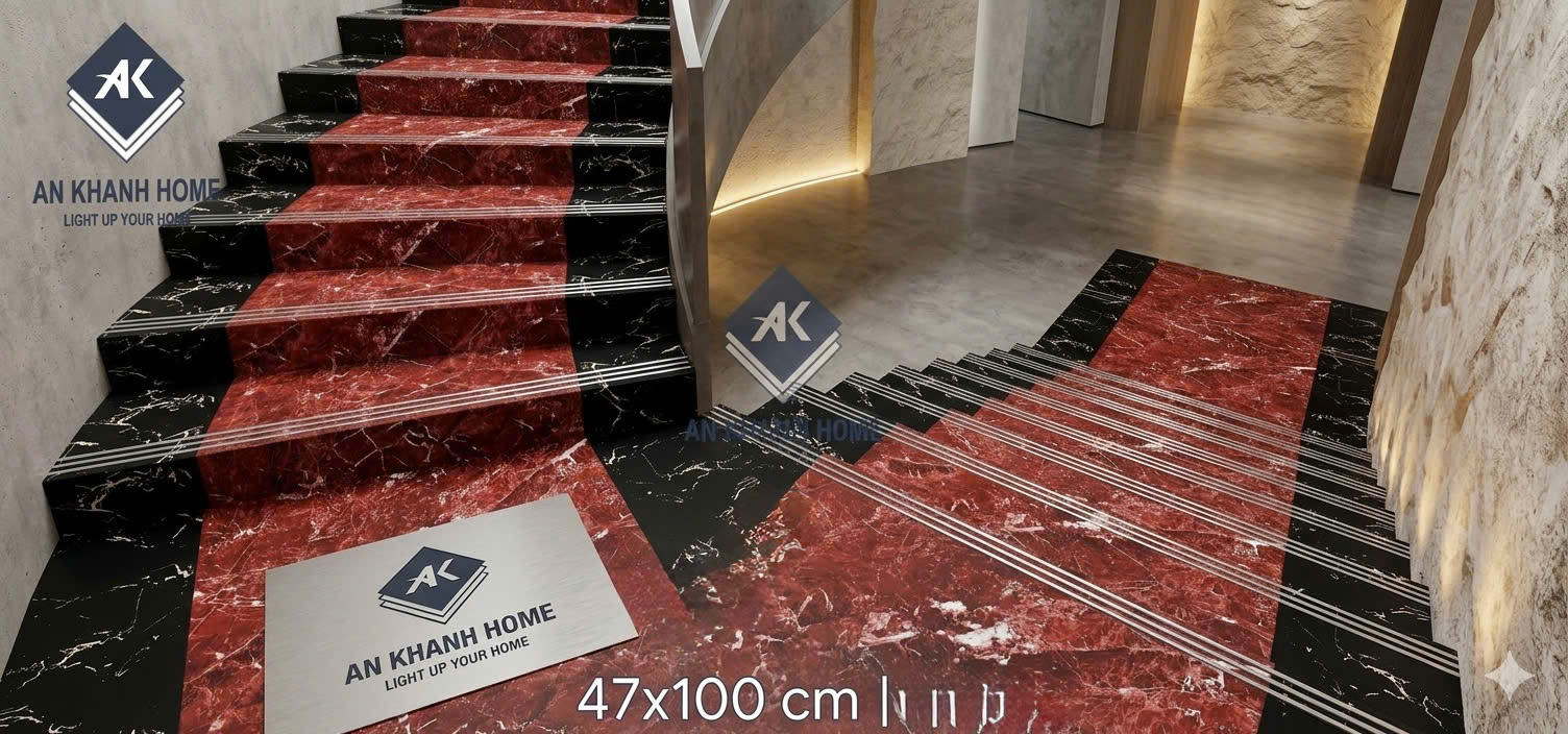 Gạch lát bậc cầu thang đỏ đen vân đá 47x100cm trung quốc