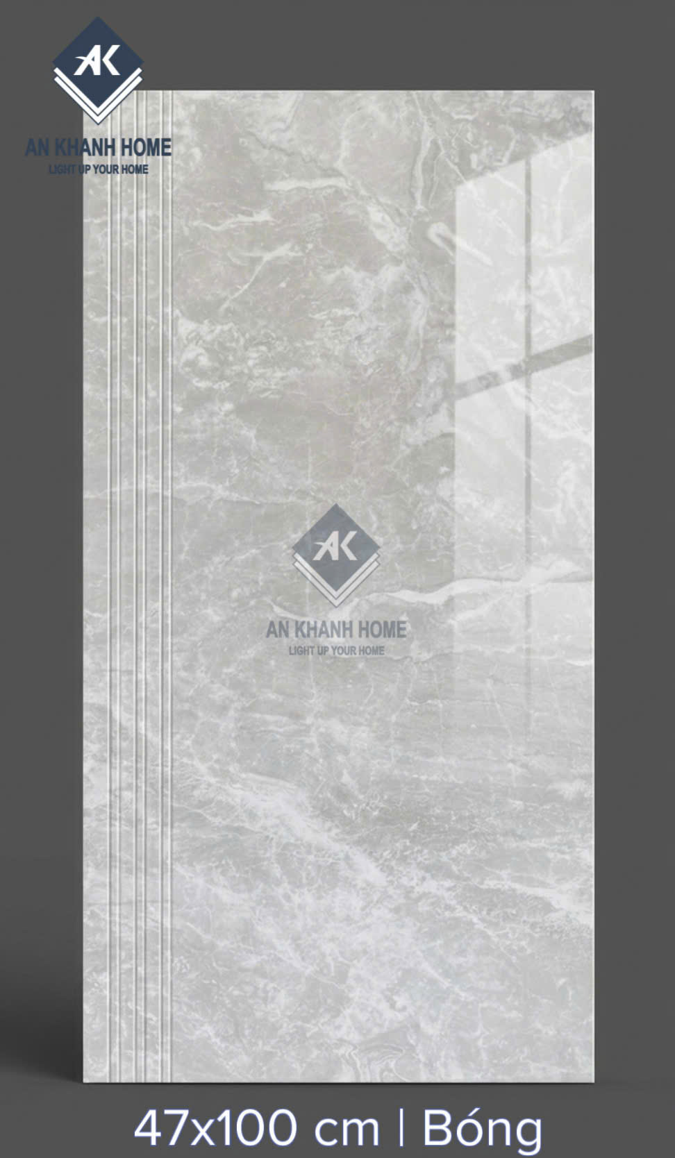 Gạch 47x100cm ốp lát bậc cầu thang xám vân đá