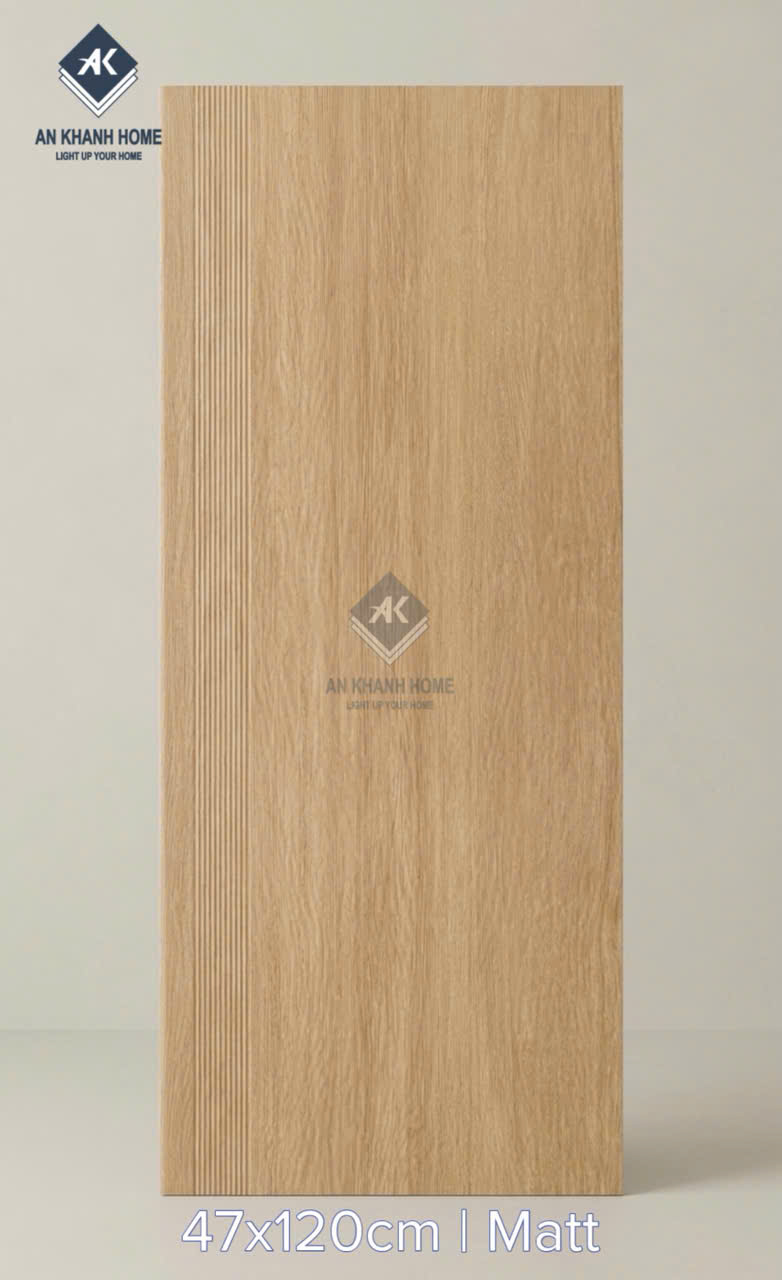 Gạch lát cầu thang vân giả gỗ màu vàng 47x120cm