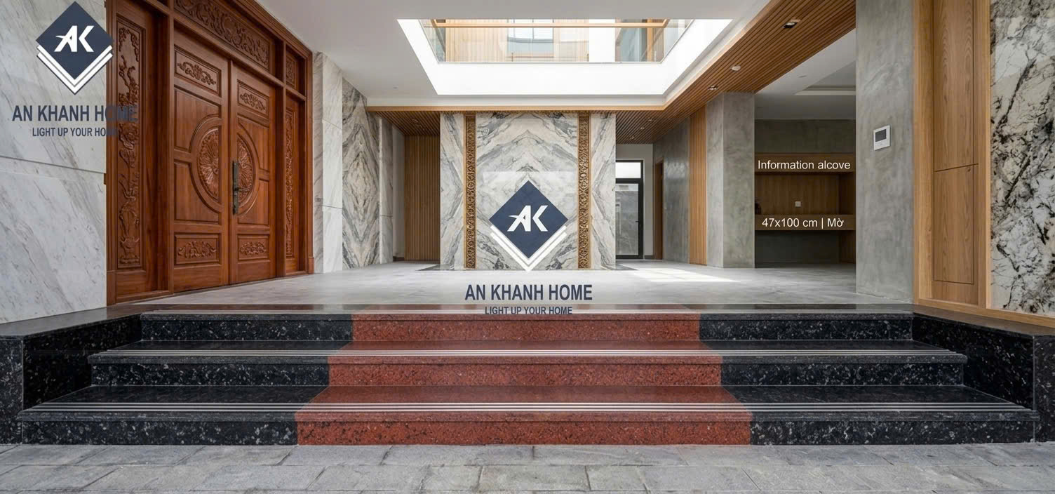 Mẫu gạch bậc cầu thang vân đá hoa cương 47x120cm trung quốc