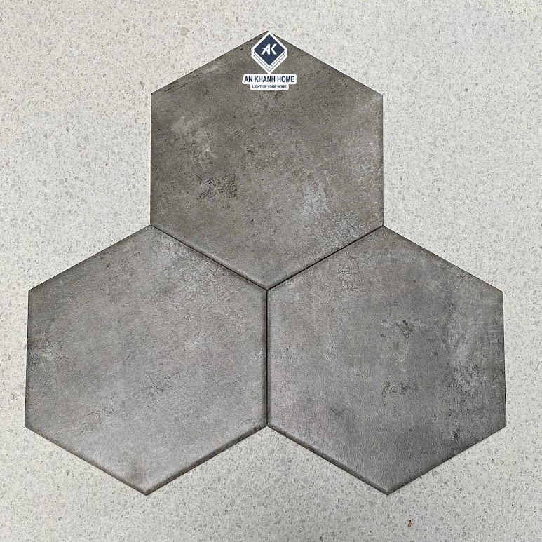 Gạch lục giác 200x230 vân giả màu xi măng xám loang