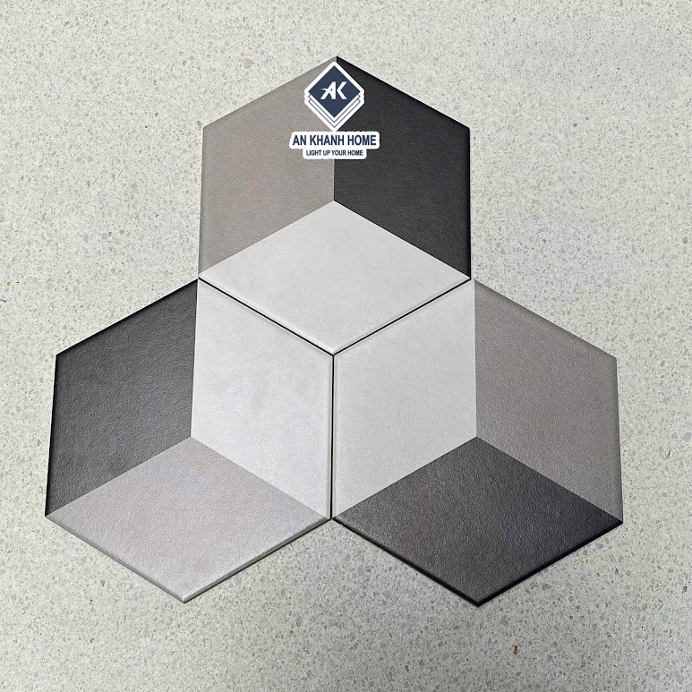 Gạch lục giác 200x230mm họa tiết hình khối lập phương 3d