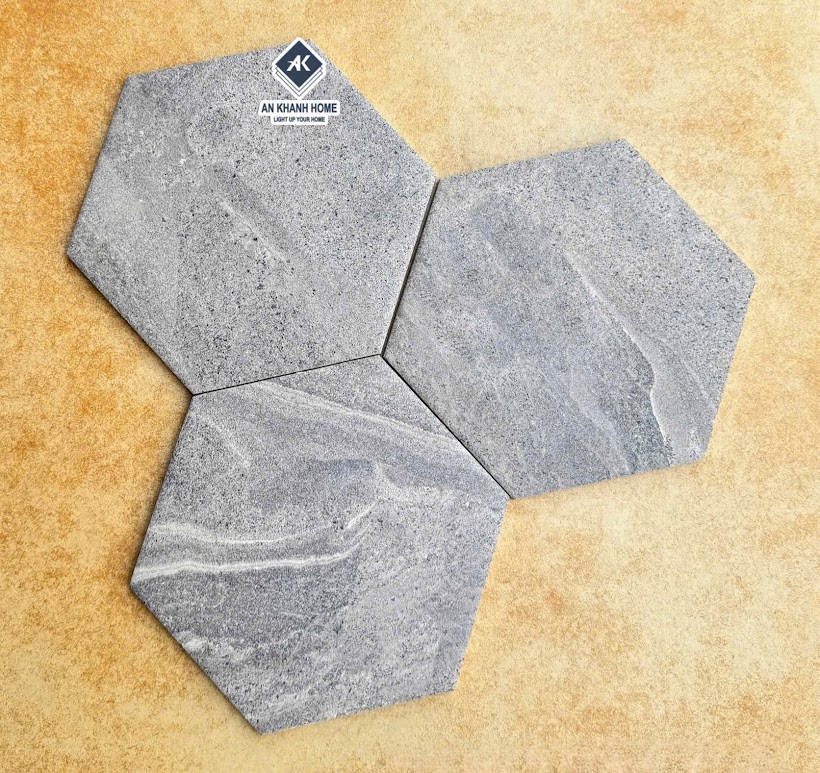 Gạch lục giác 20x23cm mờ xám vân đá 