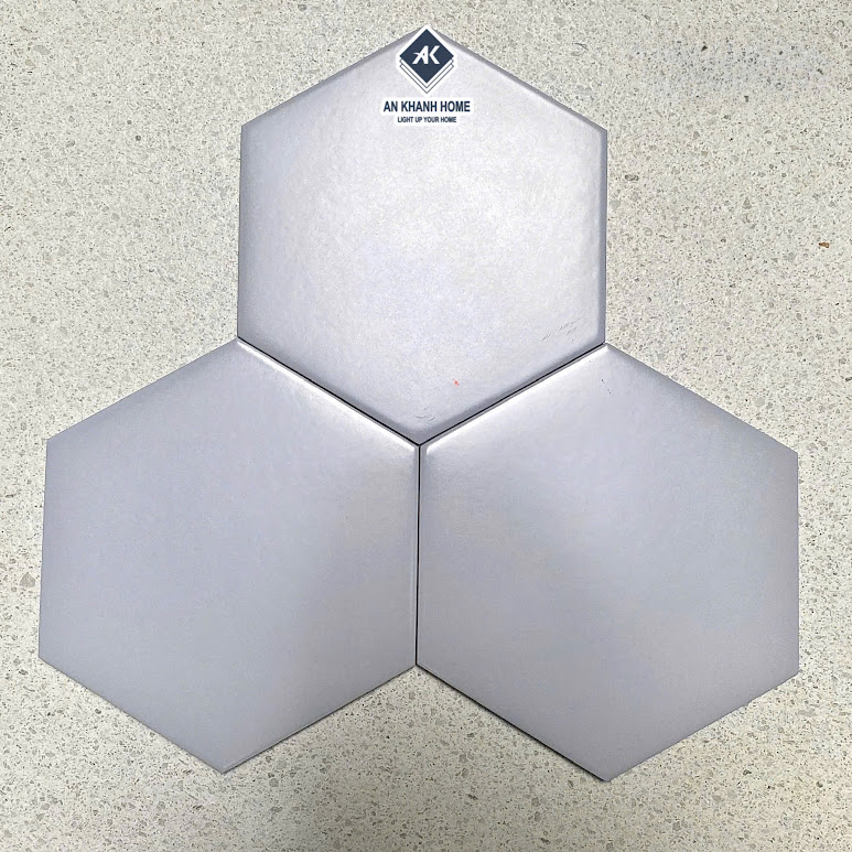 Gạch lục giác mờ xám men trơn 20x23cm trung quốc