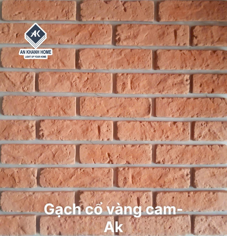 Gạch cổ chămpa vàng cam giả cổ ốp tường