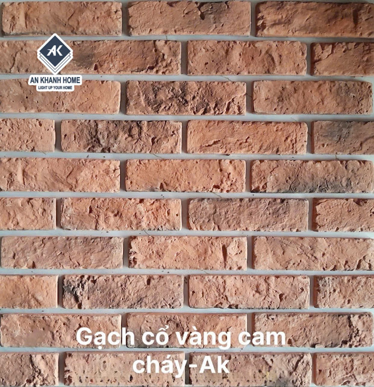 Gạch giả cổ ốp tường vàng cam cháy