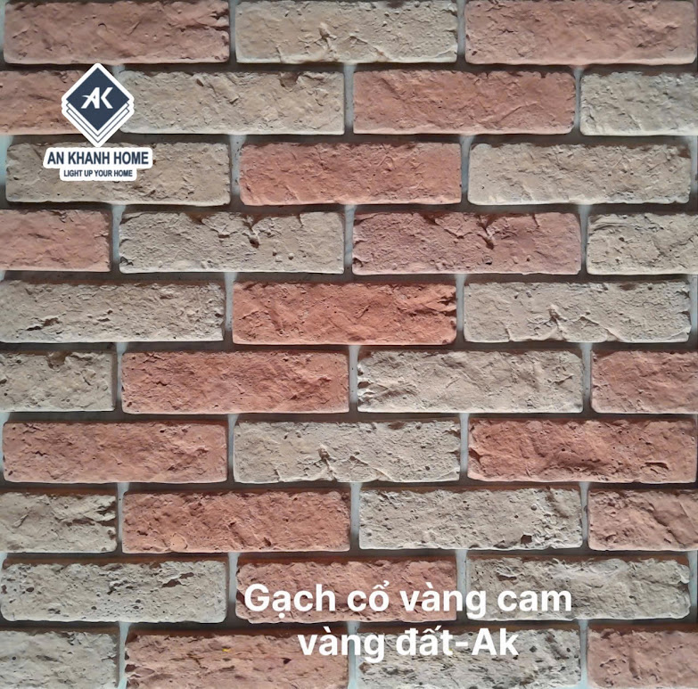 Gạch cổ chămpa vàng cam đất ốp tường