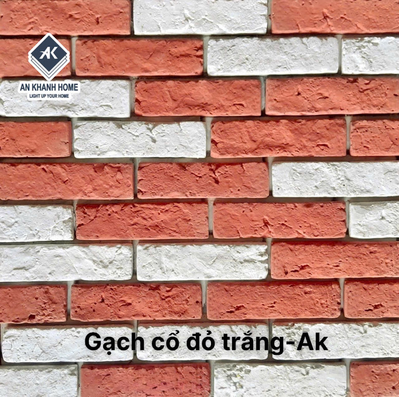 Gạch cổ chăm pa đỏ trắng ốp tường trang trí