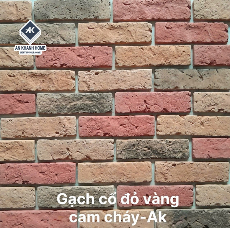 Gạch cổ đỏ vàng cam cháy trang trí ốp tường