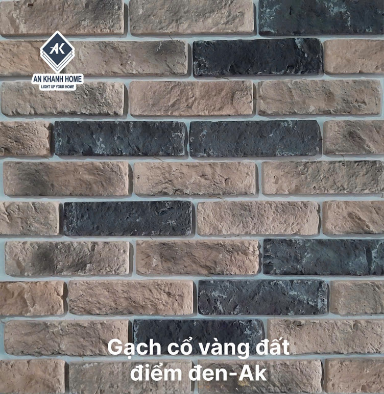 Gạch cổ bê tông vàng đất điểm đen ốp trang trí