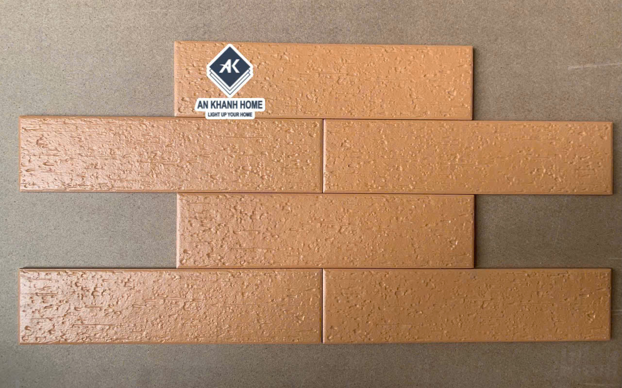 Gạch thẻ giả cổ 6x24cm màu cam bề mặt nhám