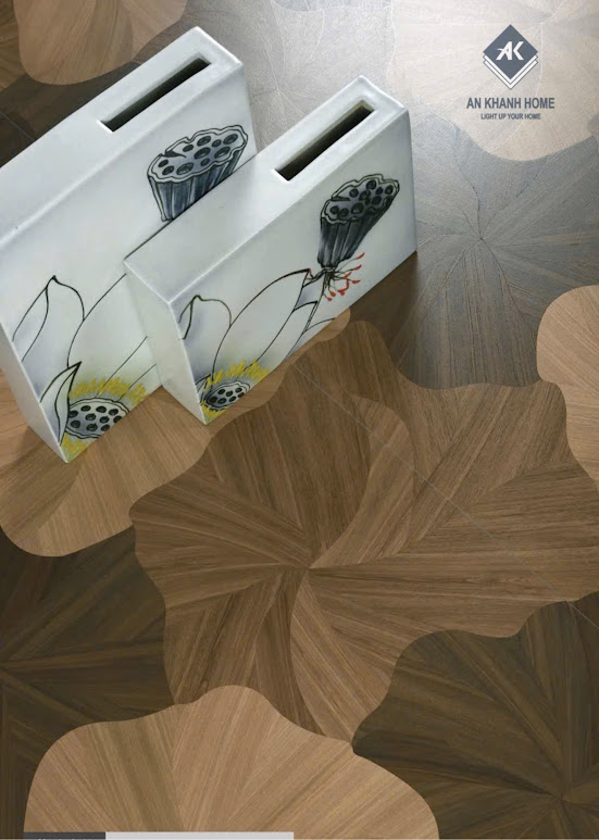 Gạch vân gỗ hoạ tiết lá sen đẹp 60x120cm