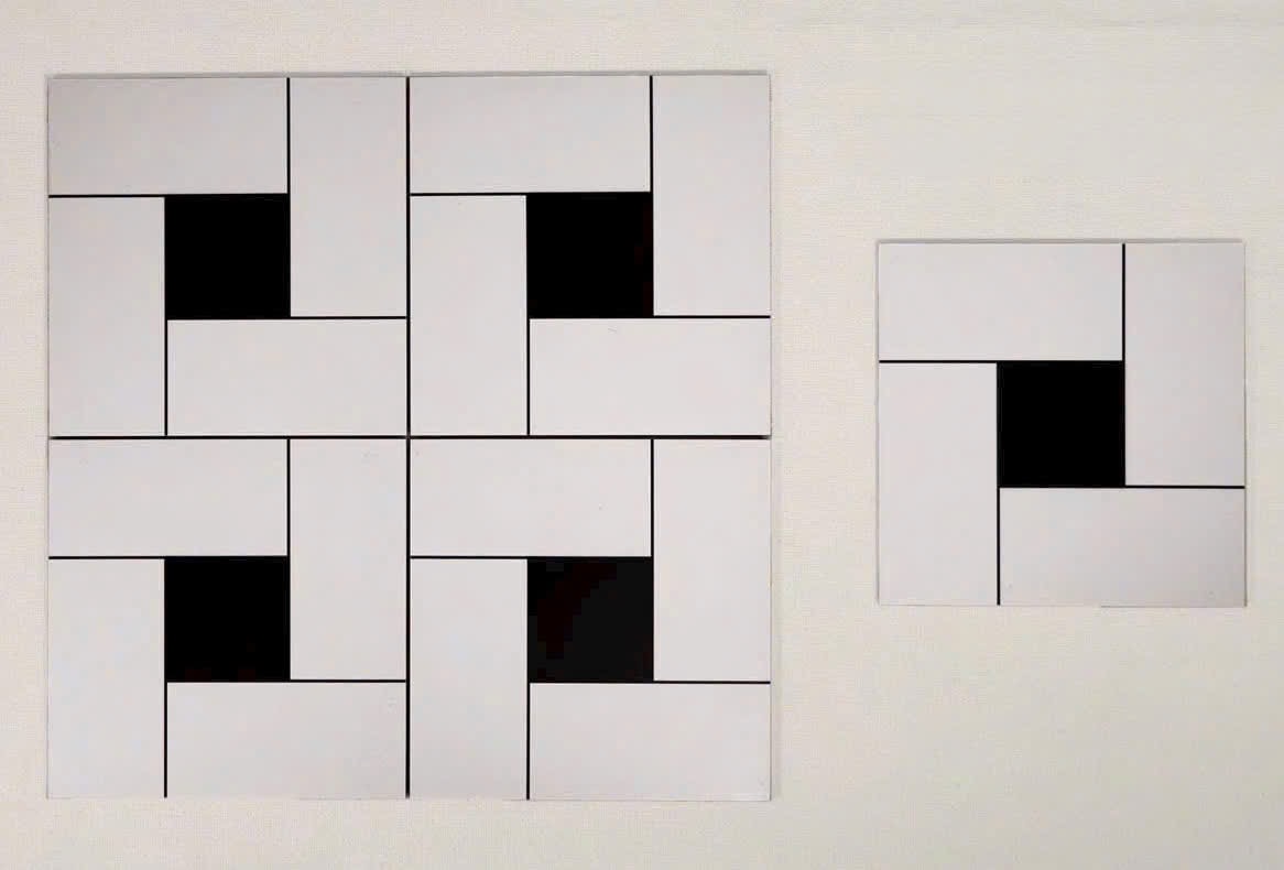 Gạch bông lát nền giả thẻ 30x30cm màu trắng nhấn đen