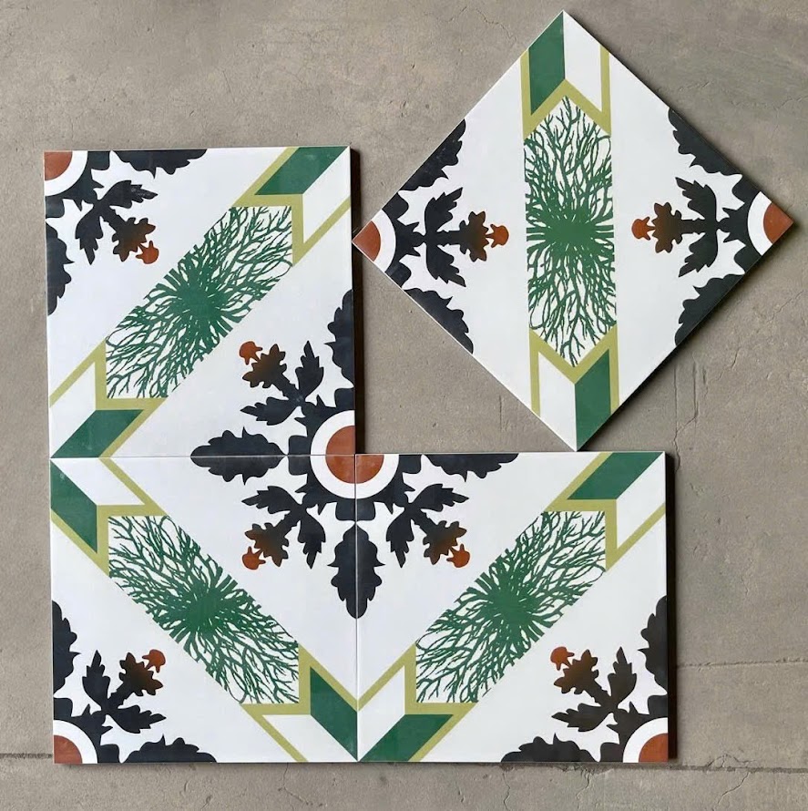 Gạch bông hoạ tiết hoa cỏ 30x30 ốp lát trang trí