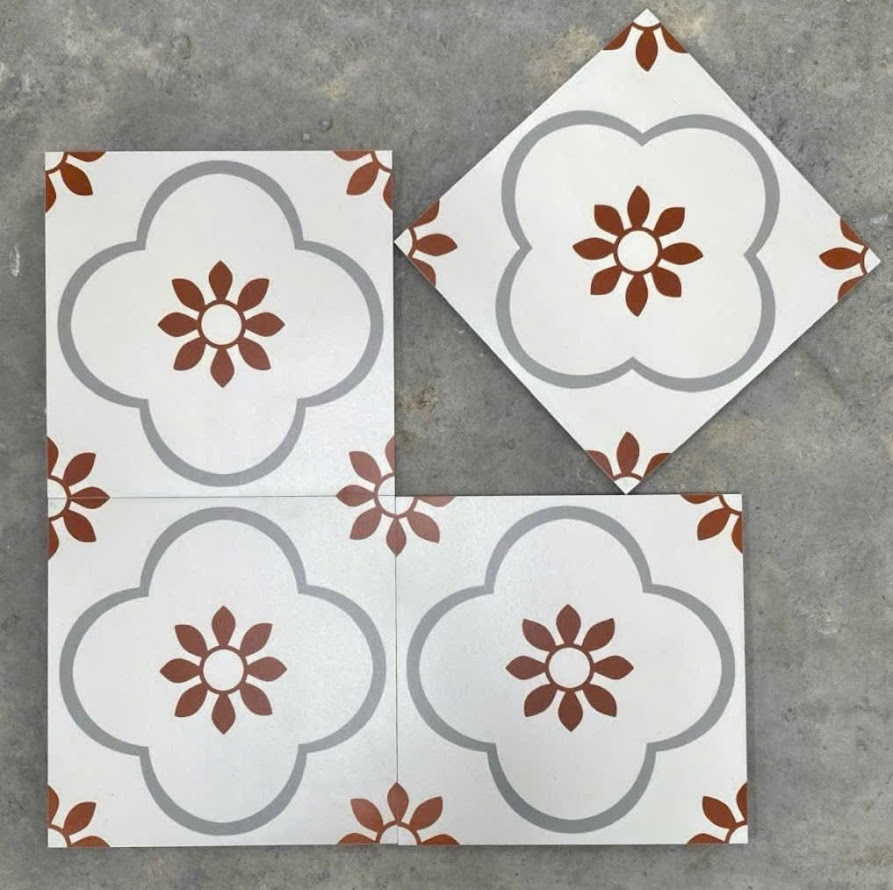 Gạch bông giả cổ 30x30 hoạ tiết hoa mai