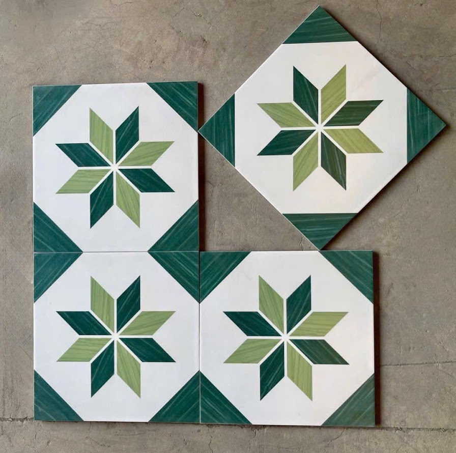 Gạch bông nhập khẩu trung quốc 30x30 hoạ tiết xanh cổ điển