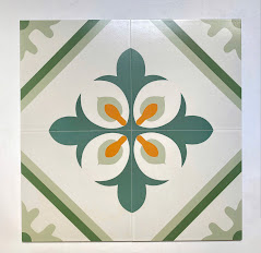 Gạch bông 30x30 cổ điển hoạ tiết xanh