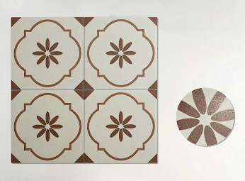 Gạch bông hoạ tiết màu nâu be giả cổ 30x30cm