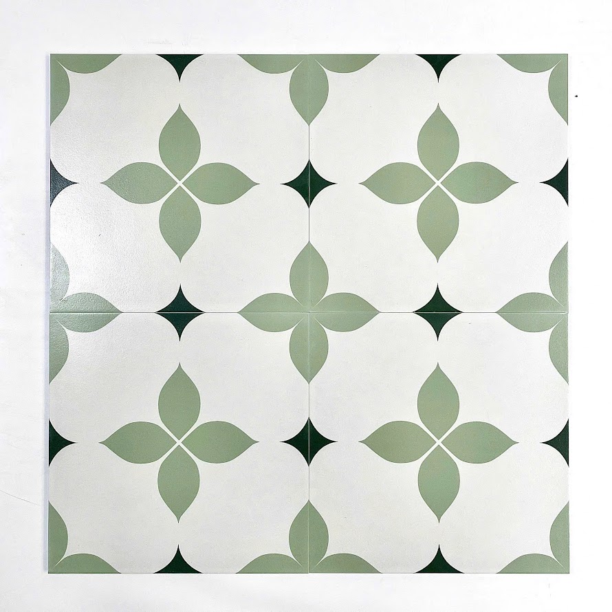 Gạch bông trung quốc 30x30 hoa văn xanh 