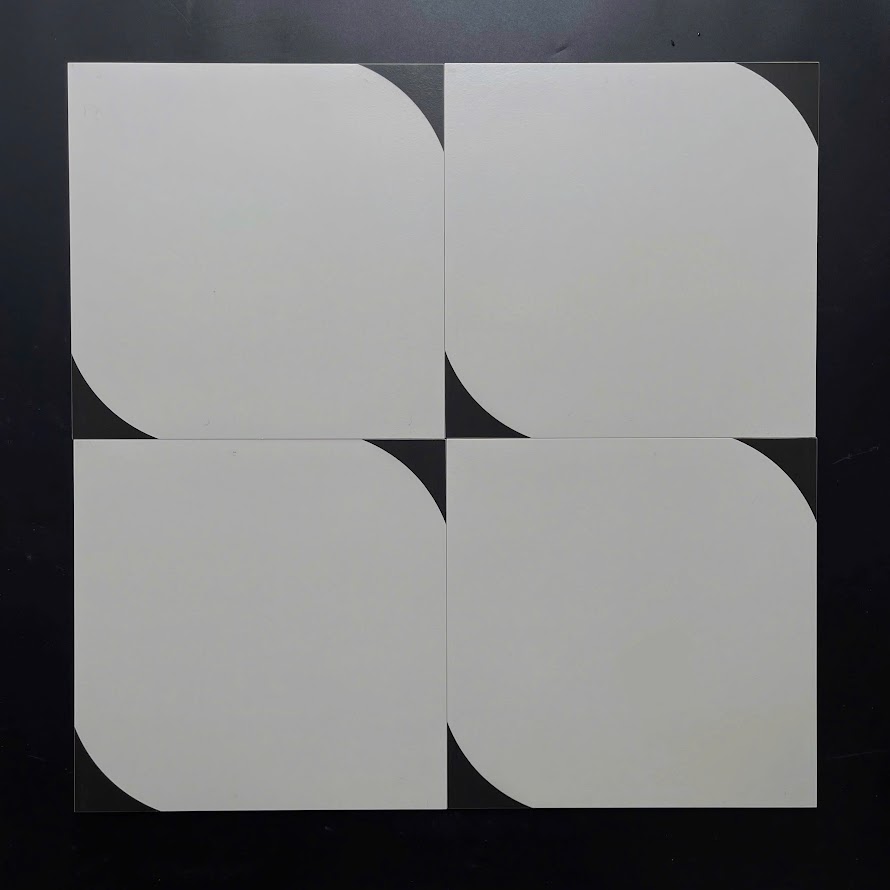 Gạch bông trung quốc 30x30 trắng nhấn đen góc