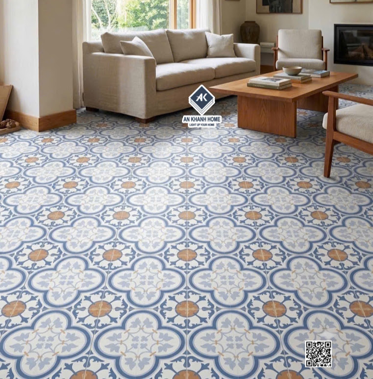 Gạch bông 30x30 lát phòng khách họa tiết cổ điển