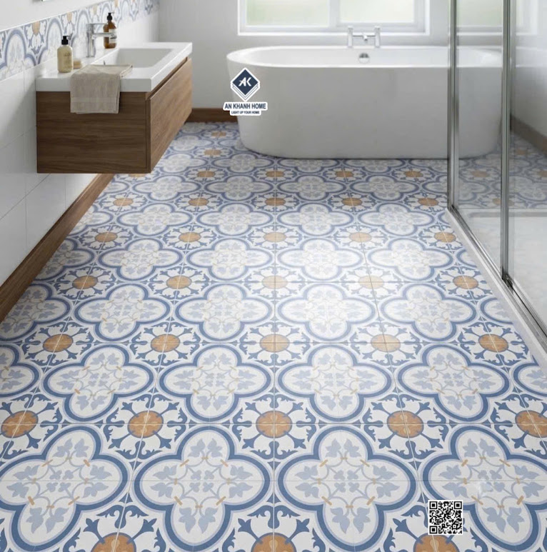 Mẫu gạch bông 30x30 lát phòng tắm họa tiết cổ điển