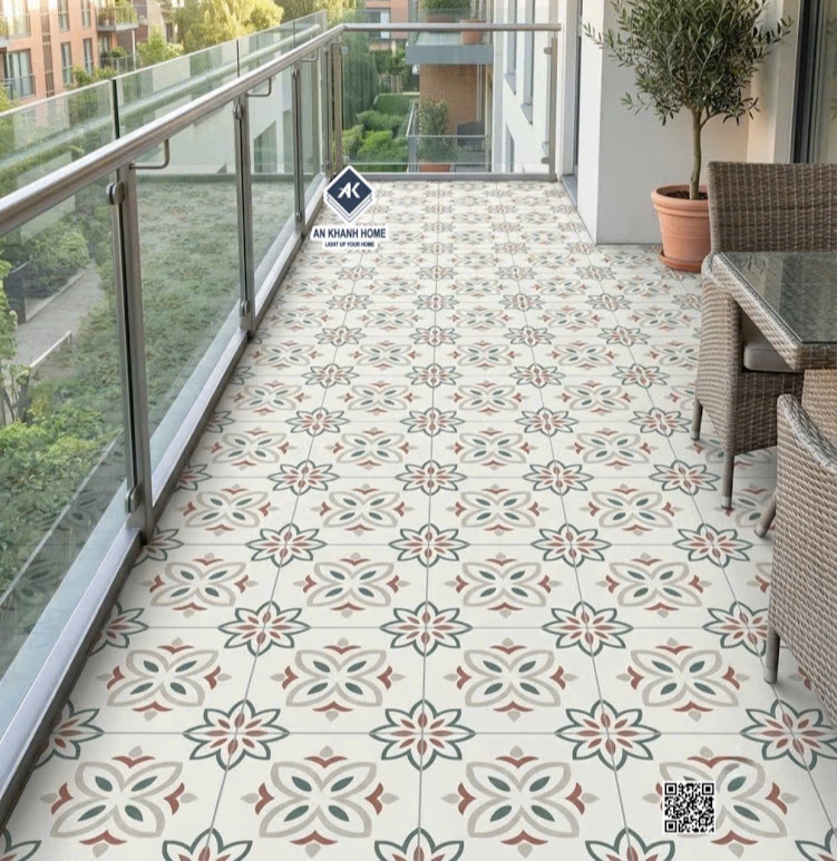 Gạch bông đối xứng họa tiết 30x30 lát nền ban công