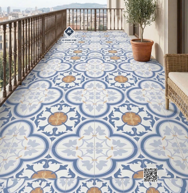 Gạch bông 30x30 họa tiết cổ điển lát ban công