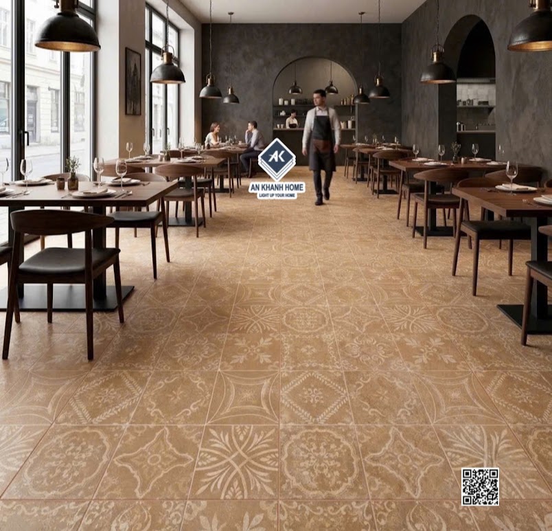 Gạch bông trung quốc 40x40 họa tiết giả cổ lát nền quán cafe