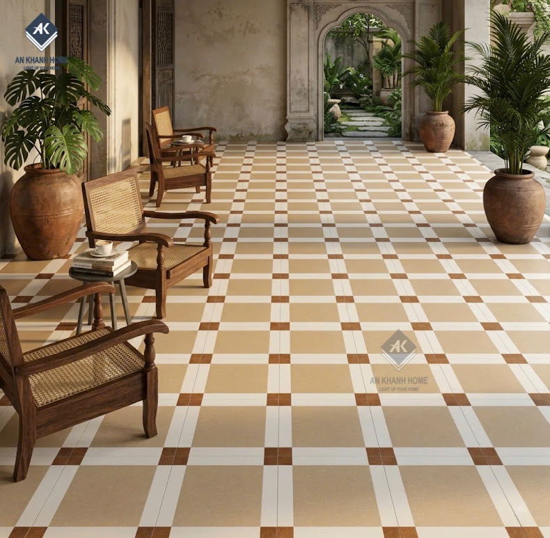 Gạch bông 40x40 hoạ tiết đơn giản cổ điển