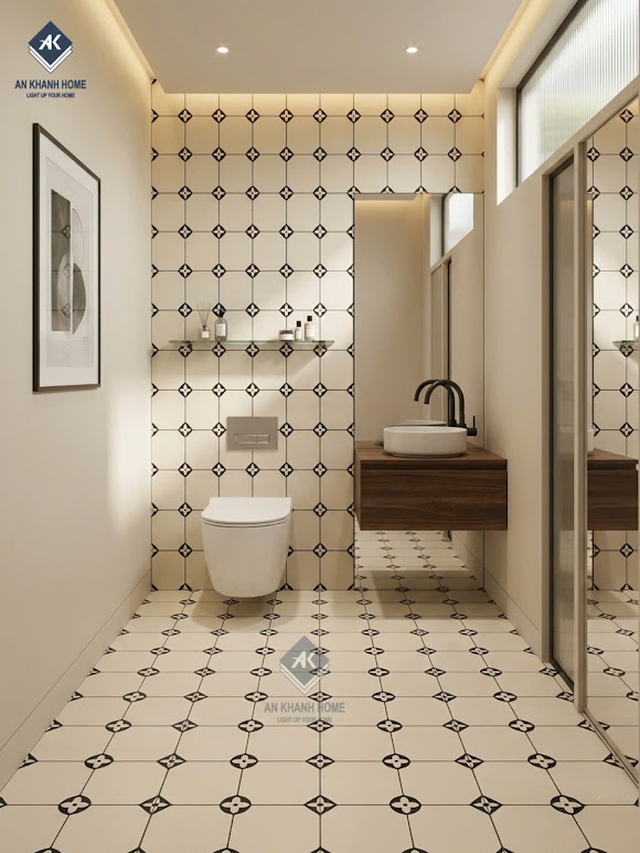 Gạch bông hoạ tiết đen đối xứng 40x40cm trung quốc