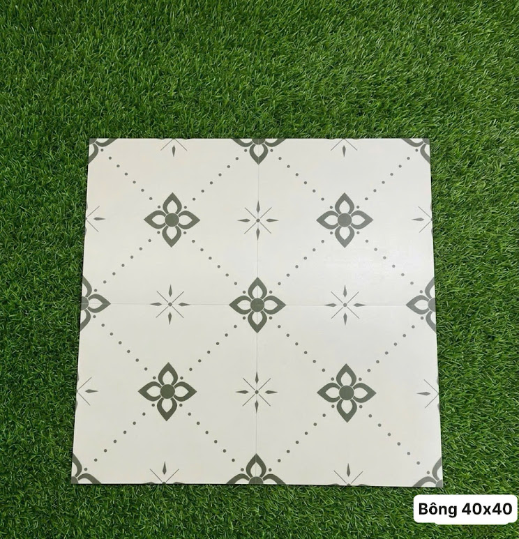 Gạch bông trung quốc 40x40 nền trắng xám cổ điển