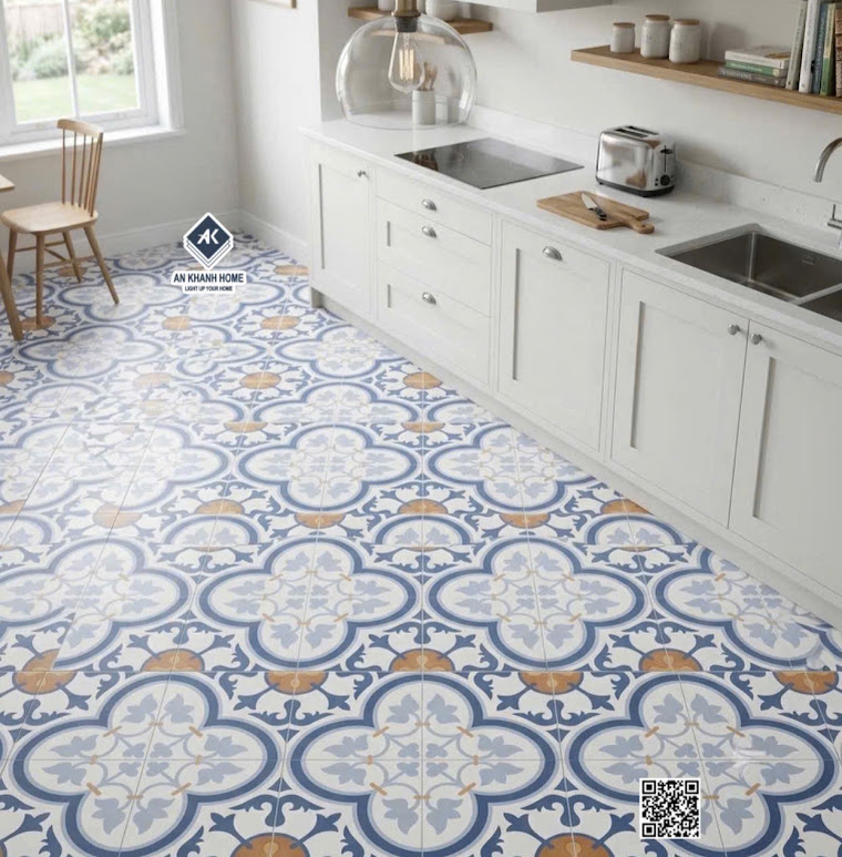 Gạch bông 30x30 họa tiết cổ điển lát phòng bếp
