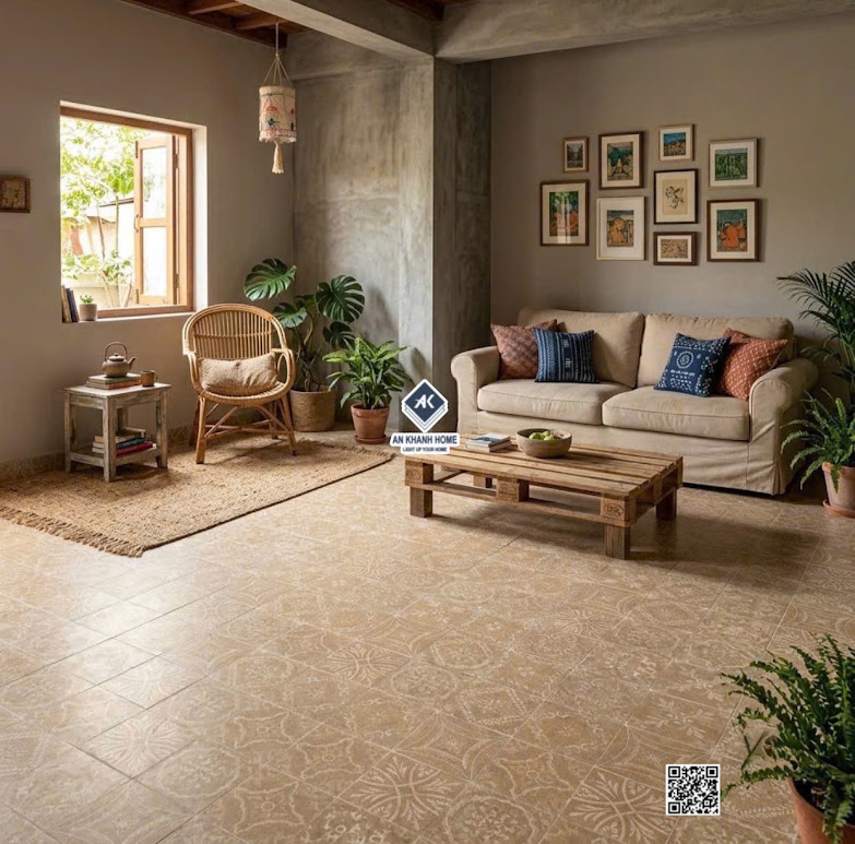 Gạch bông 40x40 lát nền homestay họa tiết giả cổ