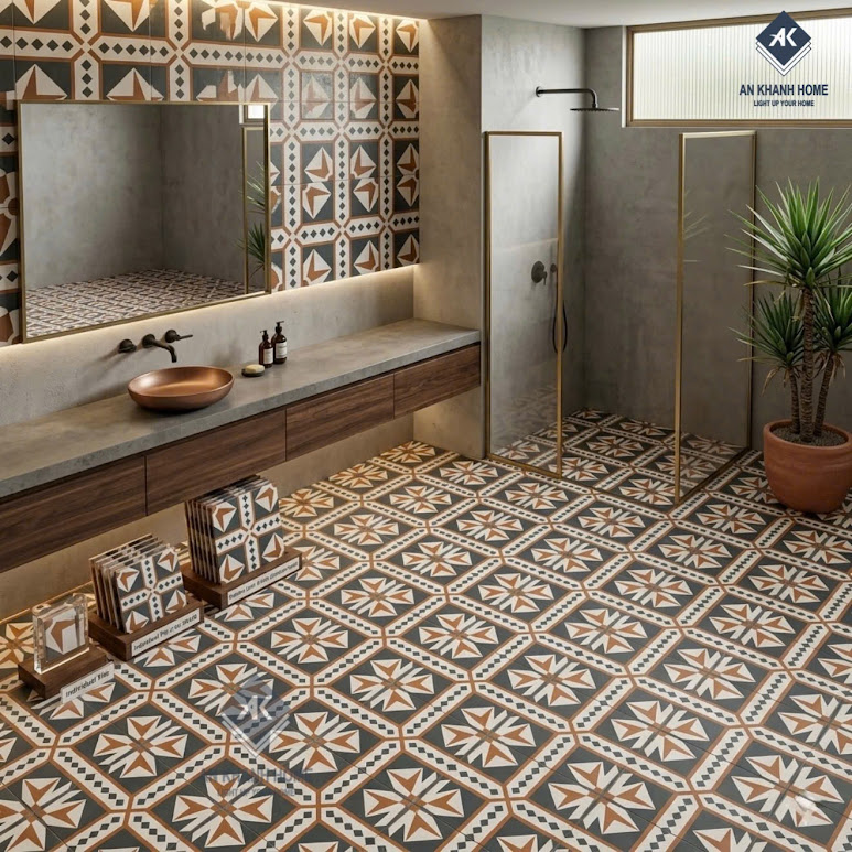 Mẫu gạch bông trung quốc hoa văn hình học 30x30cm