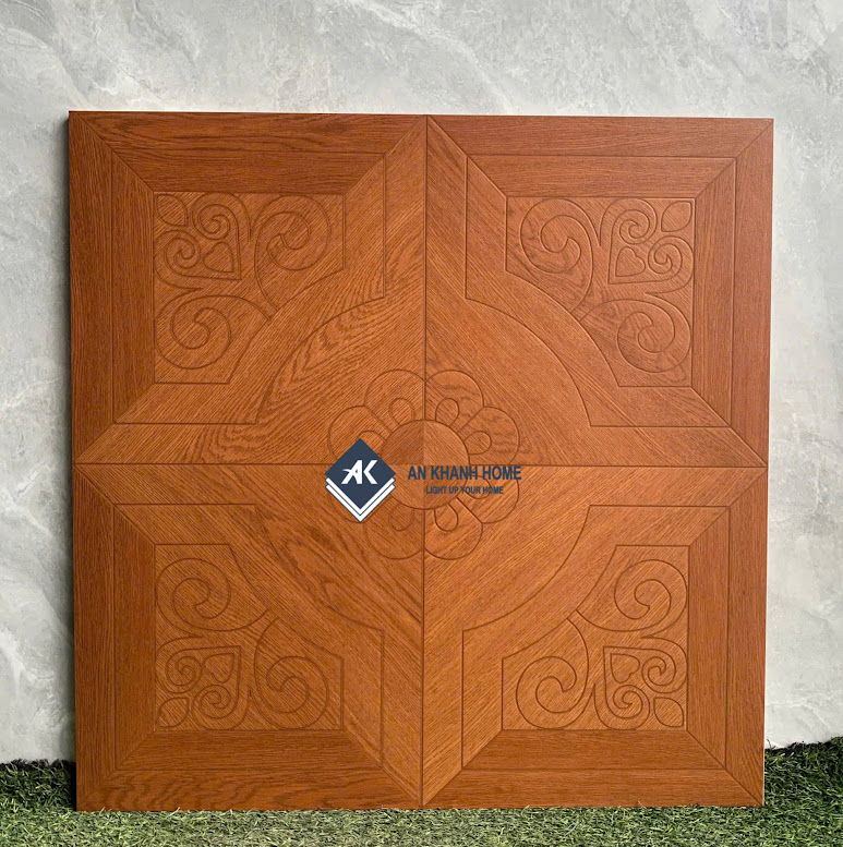 Gạch vân giả gỗ chạm khắc hoa văn 60x60 trung quốc