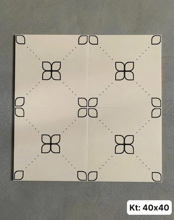 Gạch bông 40x40 màu nền kem hoạ tiết cổ điển