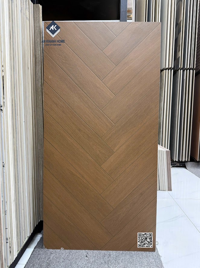 Gạch giả gỗ trung quốc 60x120 vân xương cá màu nâu