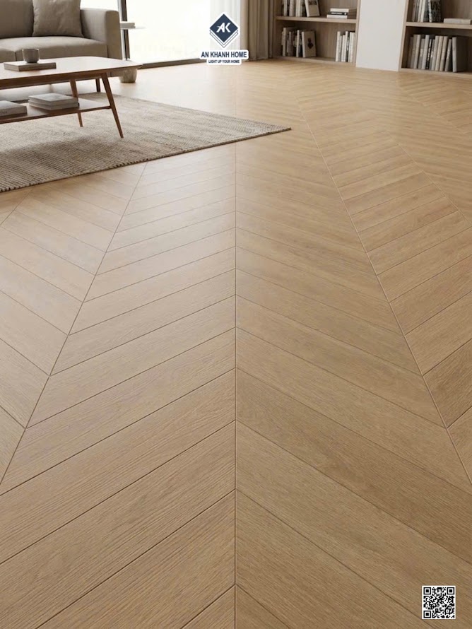 Gạch vân gỗ xương cá lát phòng khách 60x120 cao cấp