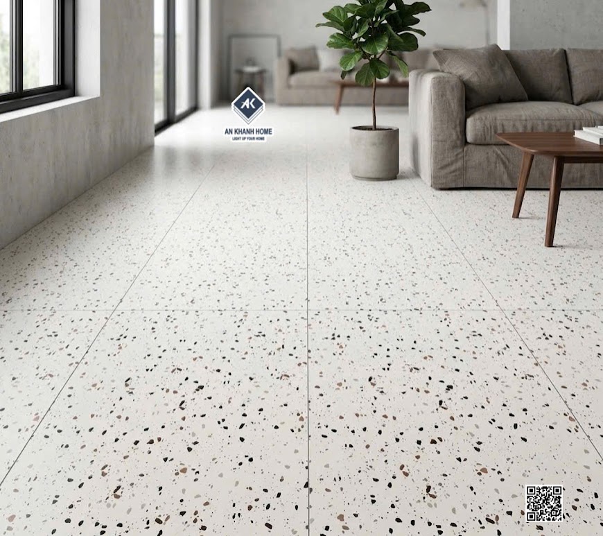 Gạch kis 60x120 terrazzo nhiều màu lát nền phòng khách