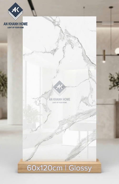 Gạch ốp lát ấn độ 60x120 trắng vân đá marble xám khói