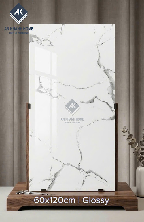 Gạch lát nền ấn độ 60x120 trắng vân khói xám 