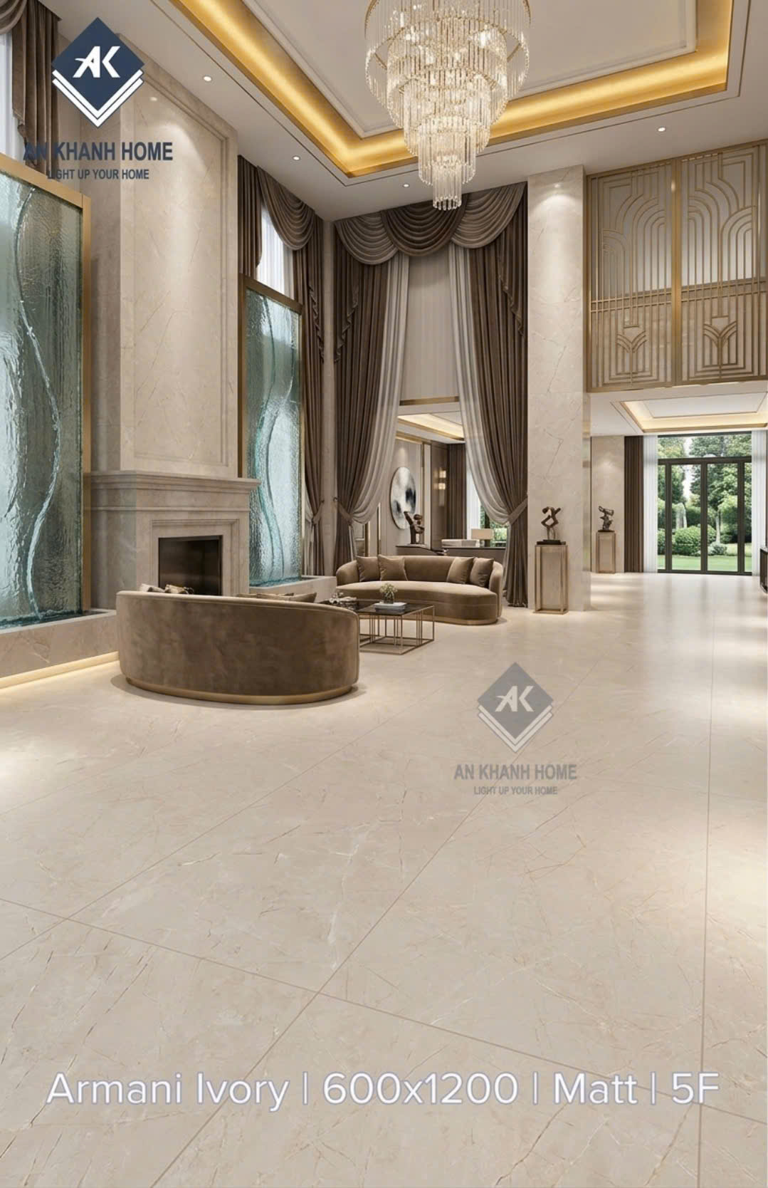 Gạch đá mờ kem armani ivory 60x120cm ấn độ