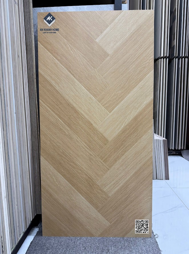 Gạch khổ lớn 60x120 lát phòng ngủ giả gỗ vân xương cá