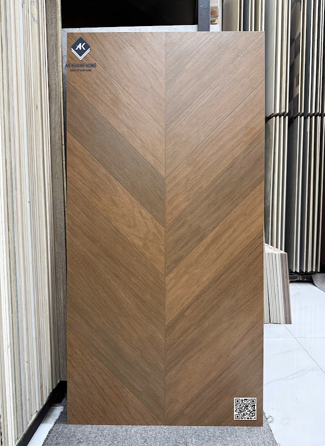 Gạch lát nền vân gỗ xương cá 60x120 màu nâu trầm