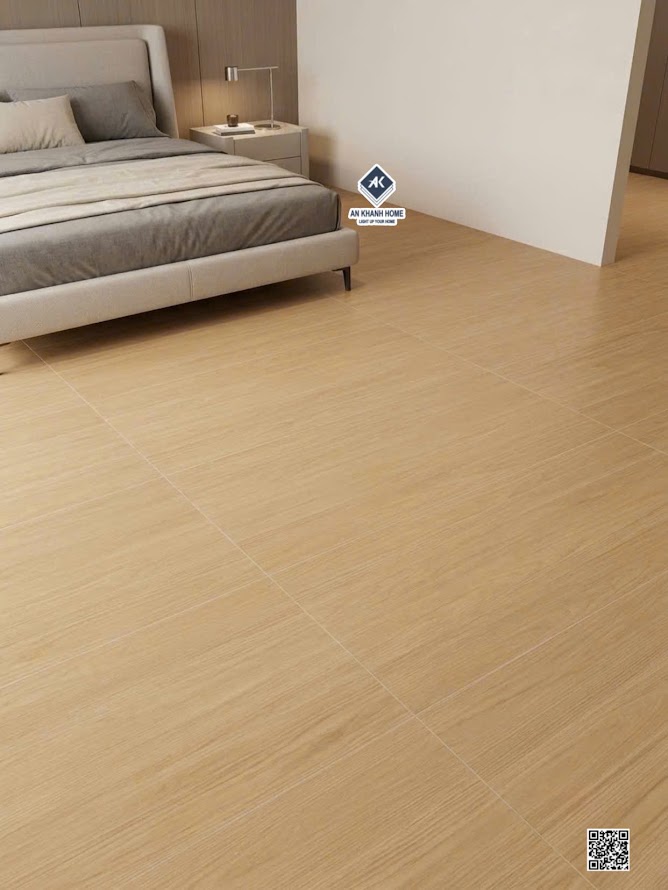 Gạch nhập khẩu giả gỗ lát phòng ngủ 60x120 trung quốc